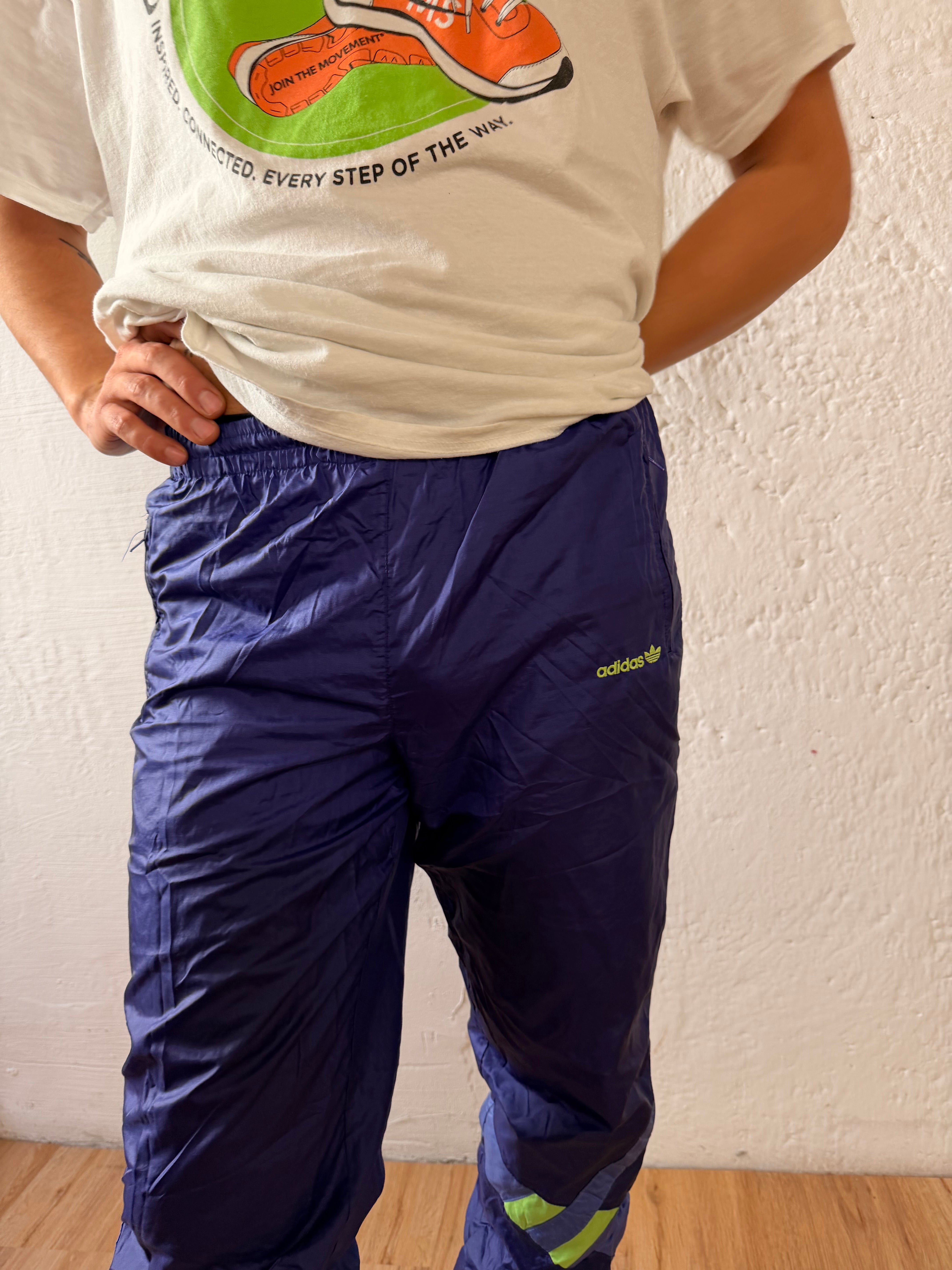 Vintage Unisex Sport Pants Adidas Purple Elastic Waist – L