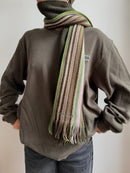 Vintage Wool Scarf Green, Brown and Rosa Unisex - One Size