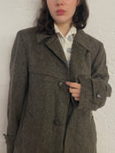 Vintage Wool Coat Oversized Grey – M / L