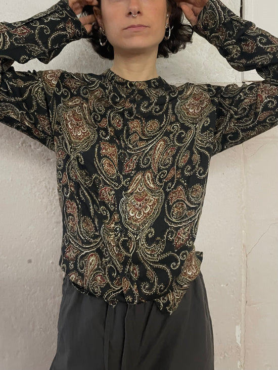 Gemusterte Bluse im Tshirt Stoff