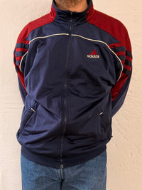 Vintage Track Jacket Adidas Blue Purple & Red Details Front & Back Logo Unisex – L