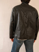 Vintage Oversized Leather Jacket SAKI Black Genuine Leather – XL