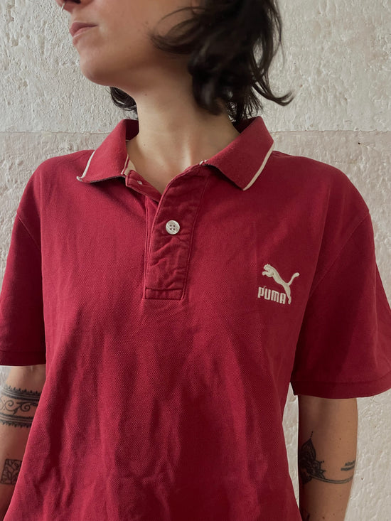 Polo Shirt Vintage Puma Short Sleeve Red Unisex – M