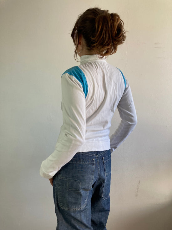 Track Jacket Vintage White Blue Patch Detail Slim Fit Unisex – L