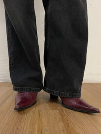 Vintage Juss Divine Leather Boots Pointed Toe Wine Red Knee-High – Size 40