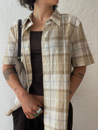 Braun/Weiß kariertes Hemd M - Kleiderhaufen - Default Title