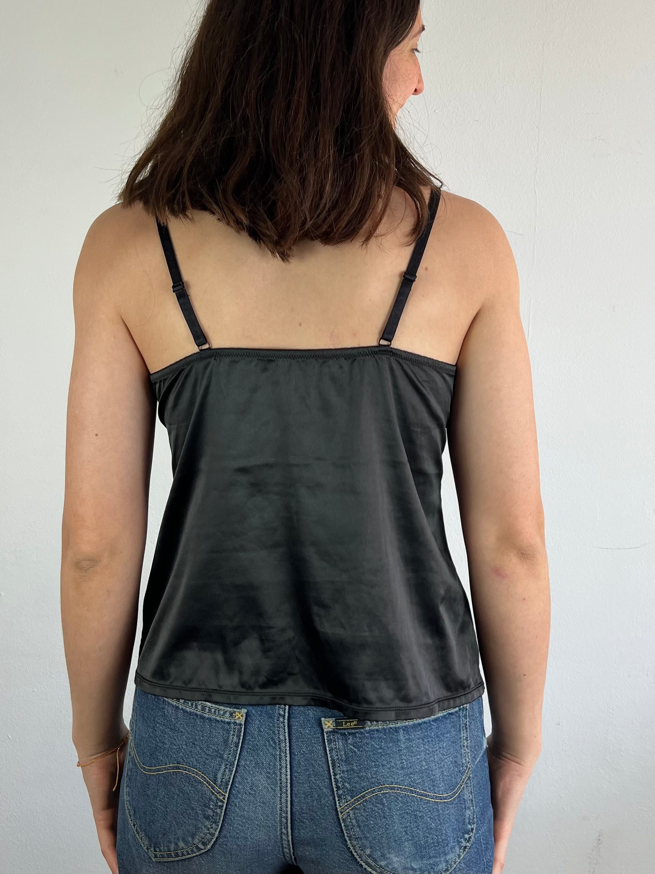 Spaghetti Top Vintage See Trough Summer Black – M
