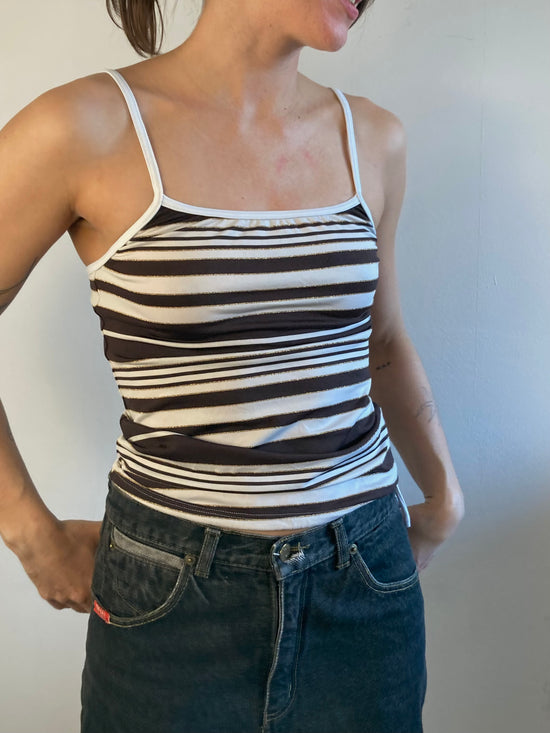 Top Vintage Y2K Spaghetti Strap Glitter Top Women – S