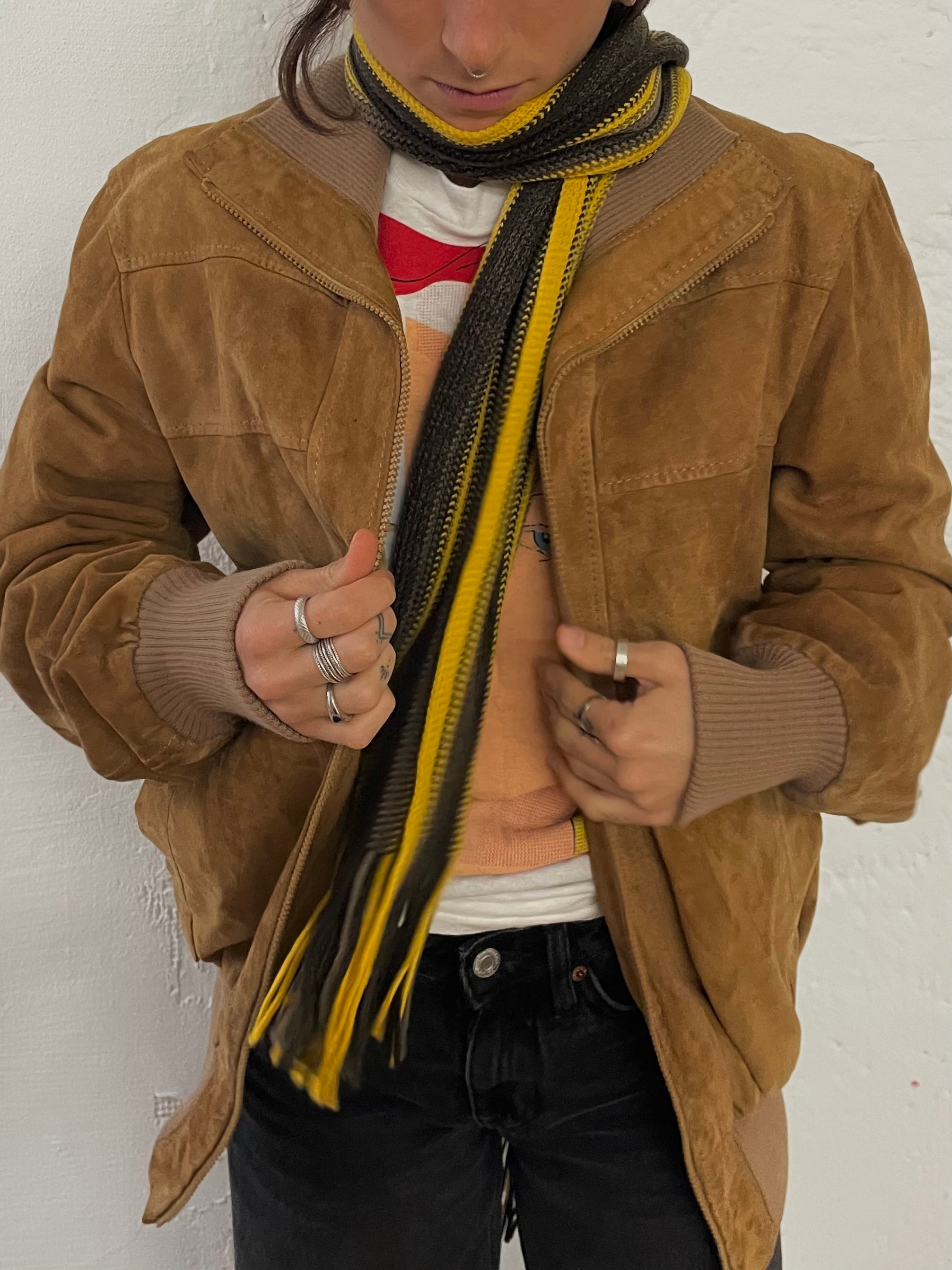 Vintage Leather Jacket Light Brown Unisex Made in Italy – M