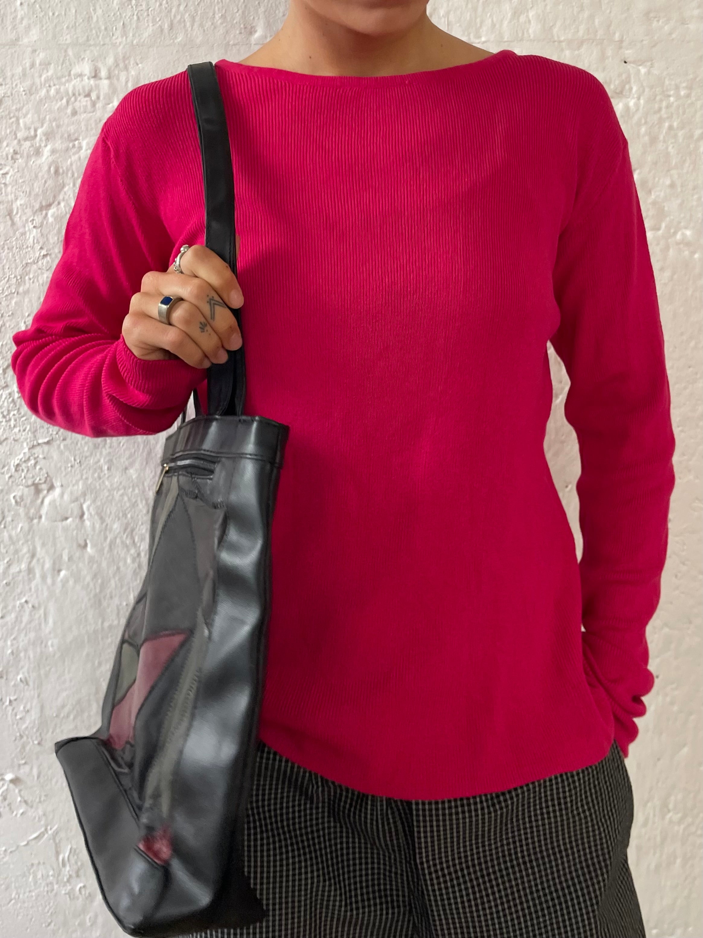 Knitwear Pullover Pink Cotton Blend Longsleeve – M