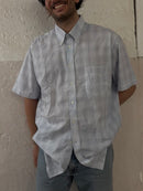 Oversized Blau/Weiß kariertes Hemd XL - Kleiderhaufen - Default Title