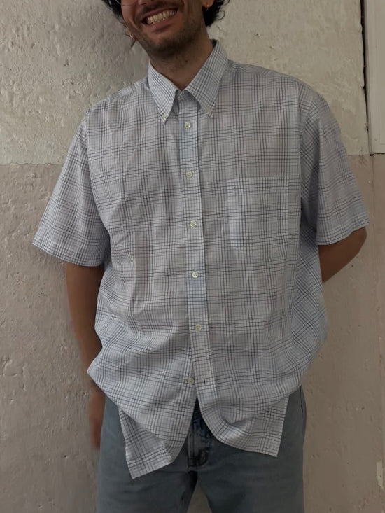 Oversized Blau/Weiß kariertes Hemd XL