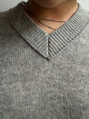 Wool V-Neck Sweater Grey Unisex - L