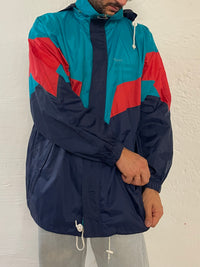 Rain Jacket Rucanor Hooded Waterproof Black & Turquoise & Red – XL