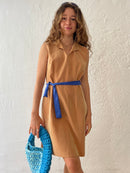 Stoff Kleid braun M (ohne Gürtel)