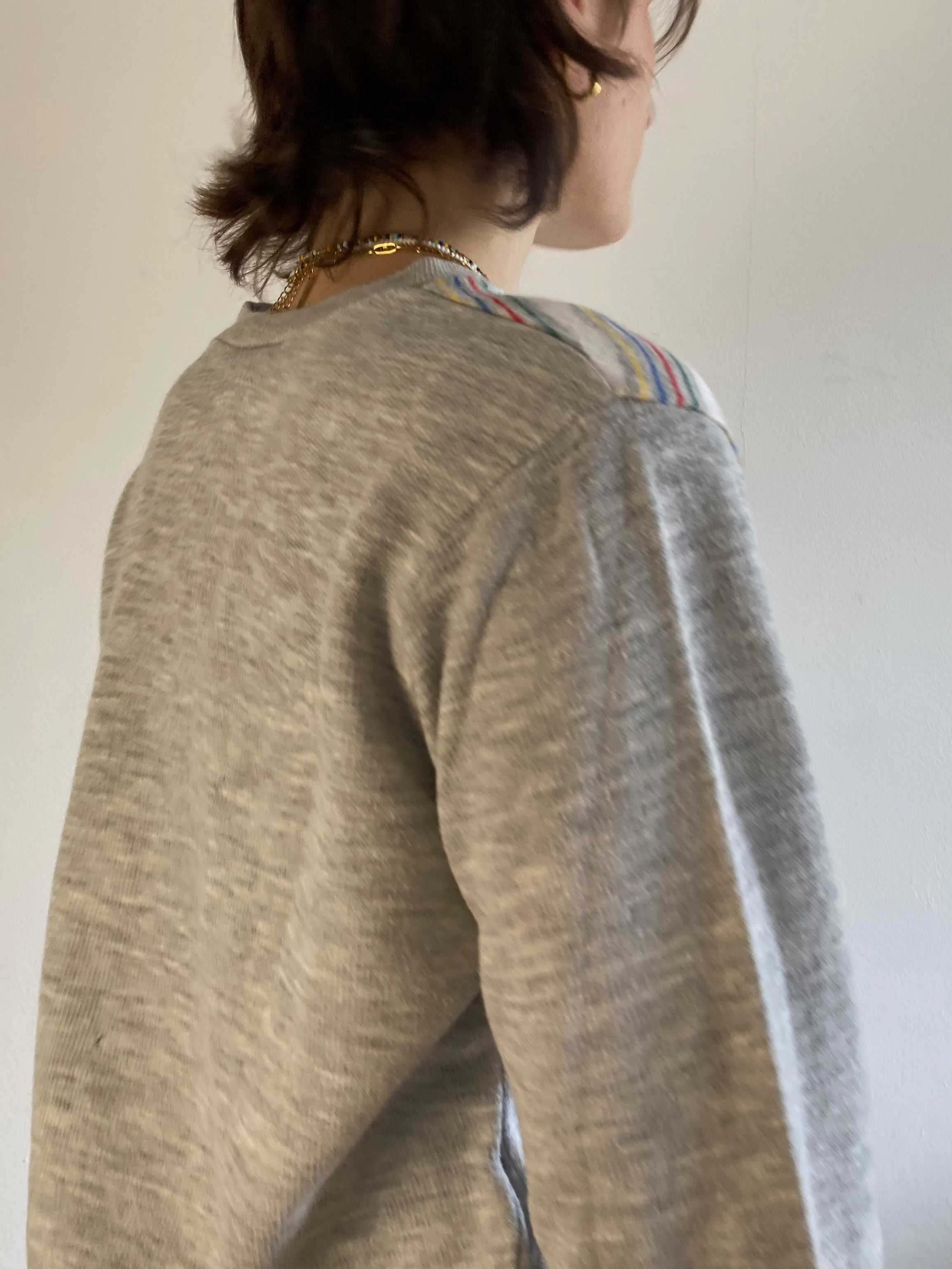 Sweater Vintage Grey Striped Puma Unisex – M
