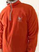 Fleece Pullover Orange Zip Neck with Front Graphic Unisex – L