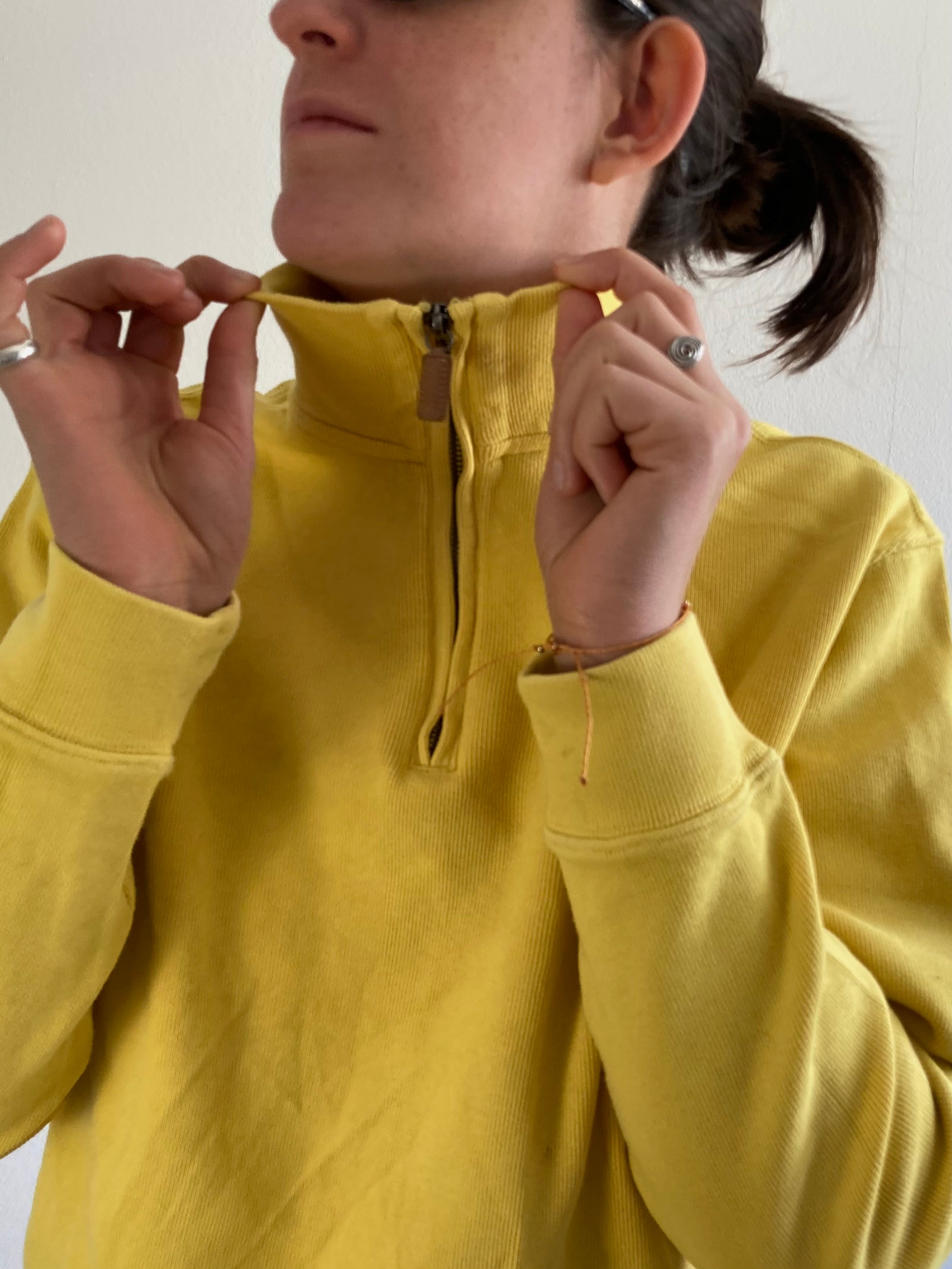 Sweater Vintage Polo Collar Long Sleeve Yellow Ralph Lauren Unisex – M