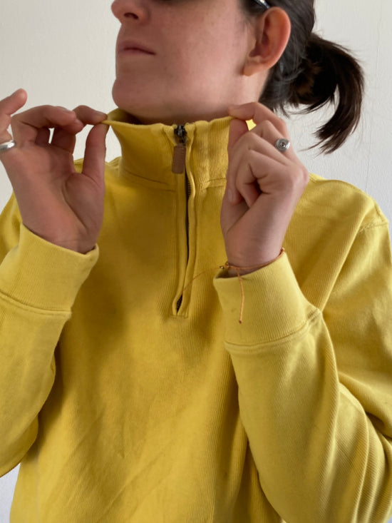 Sweater Vintage Polo Collar Long Sleeve Yellow Ralph Lauren Unisex – M