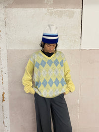 Karierter Sweater mit V-Ausschnitt - Kleiderhaufen - Default Title