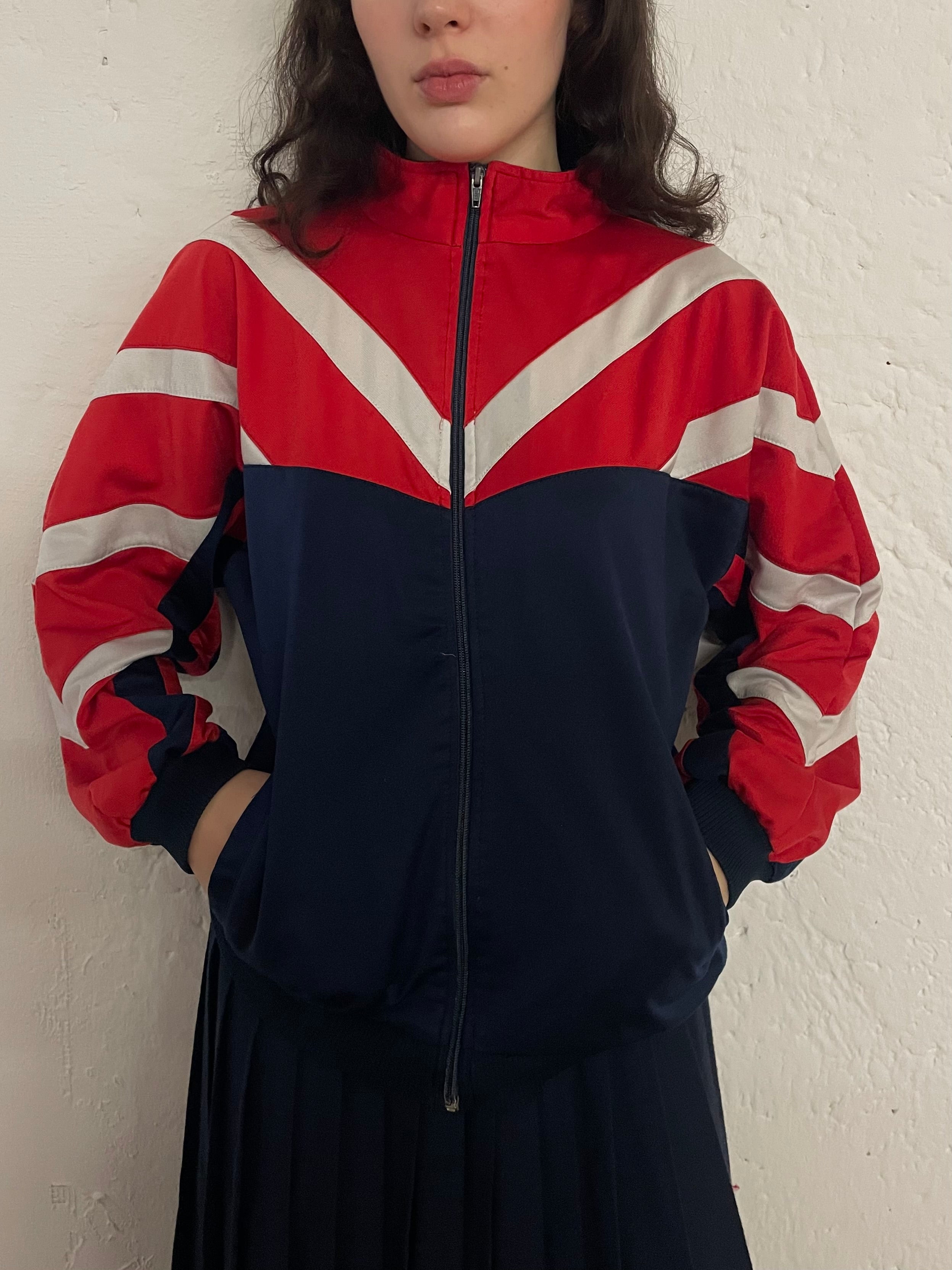 Vintage Track Jacket Blue Red White – M