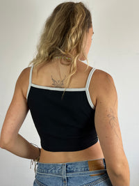 Spaghetti Top Vintage Cropped Summer Black – S