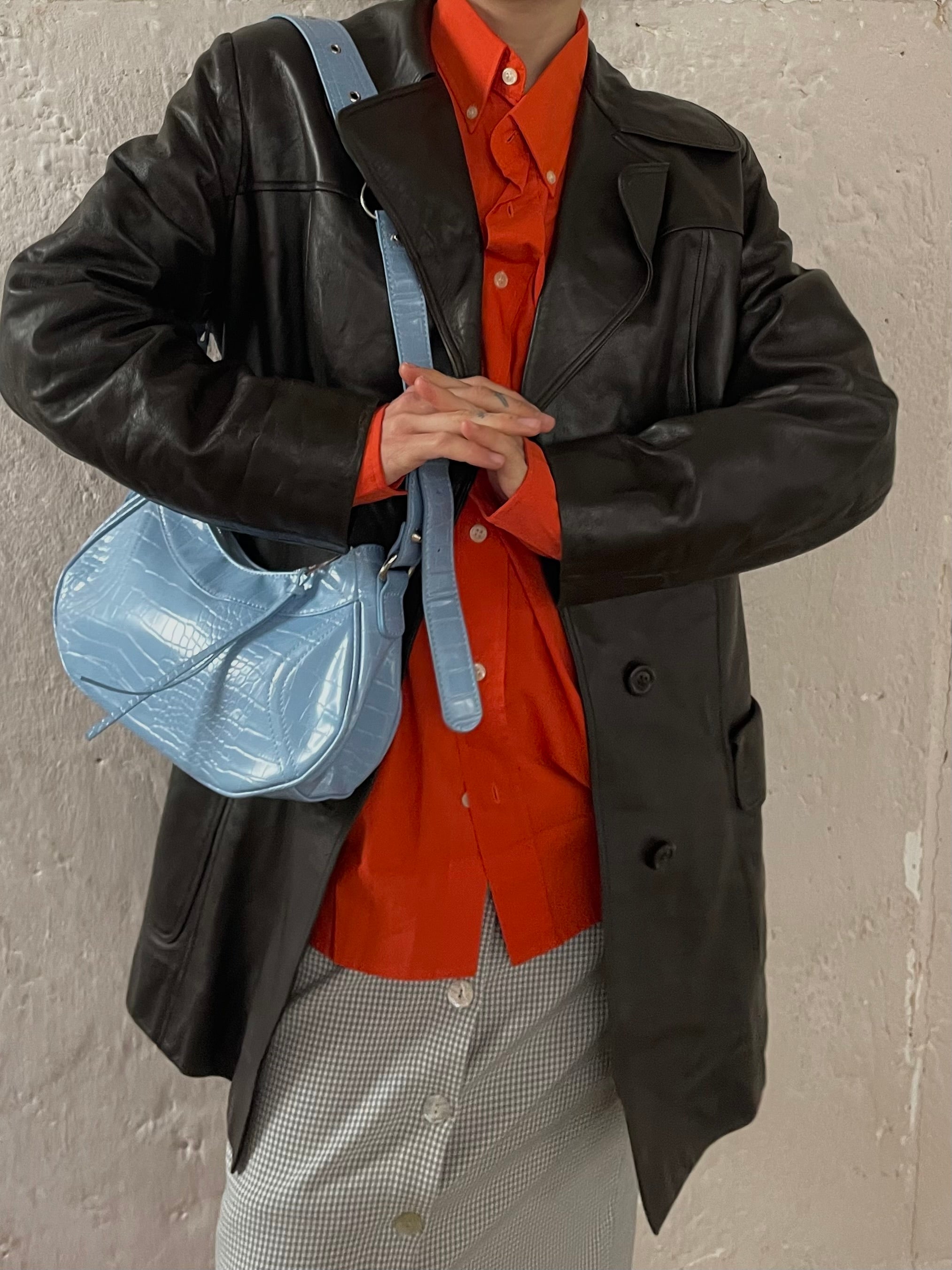 Vintage Schokobraun Ledermantel M