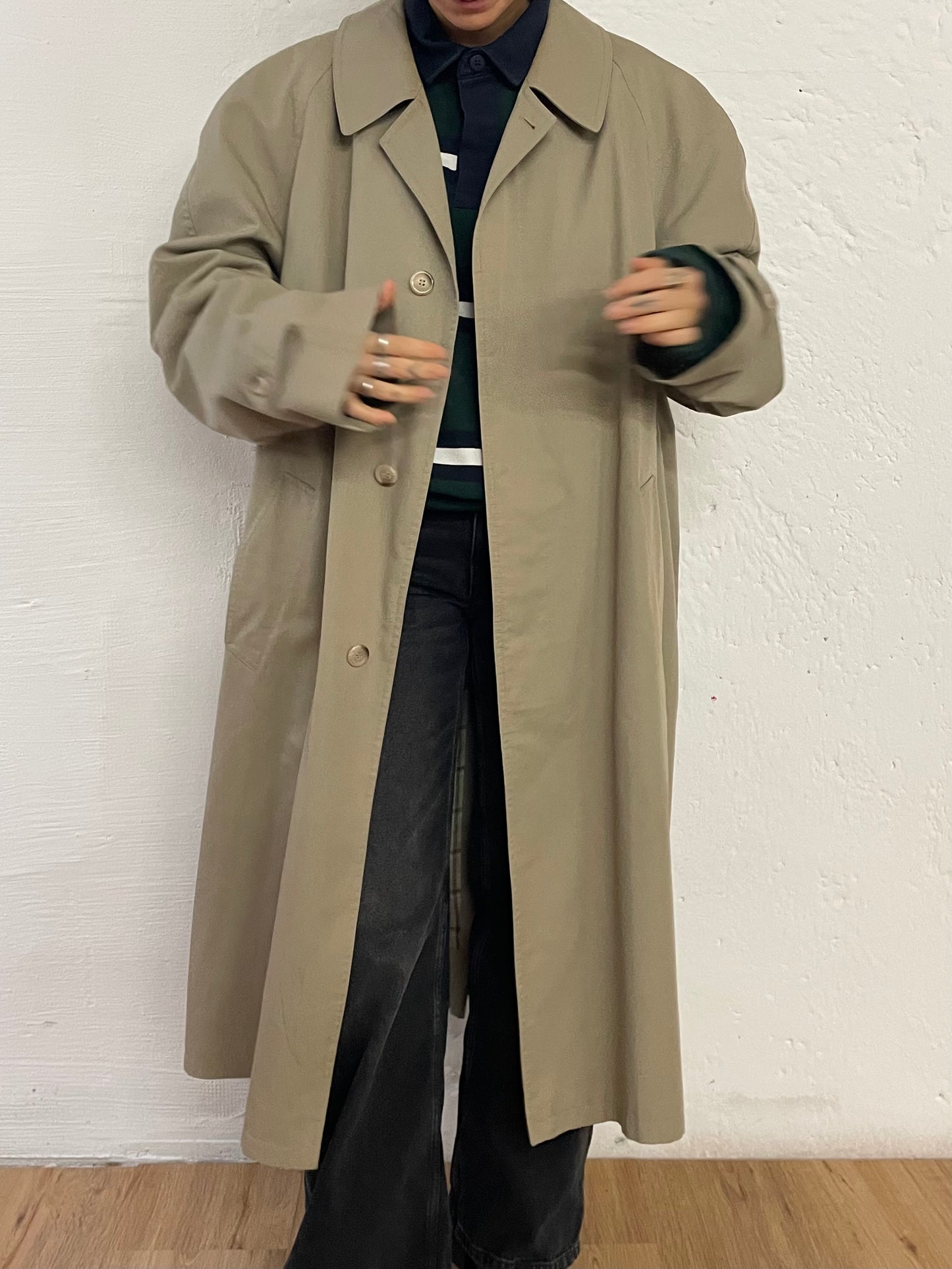 Vintage Trenchcoat Kleider Bauer braun Long Unisex- M/L