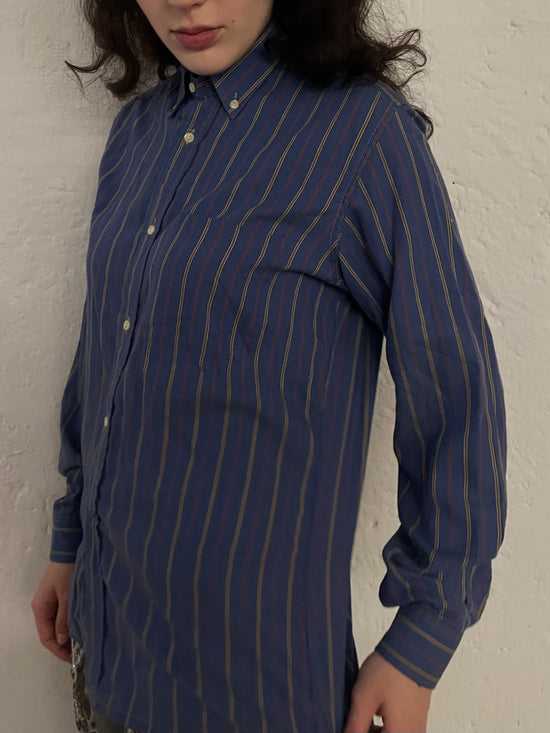 Vintage Shirt Blue Striped Pierre Clarence & Long Sleeve – M