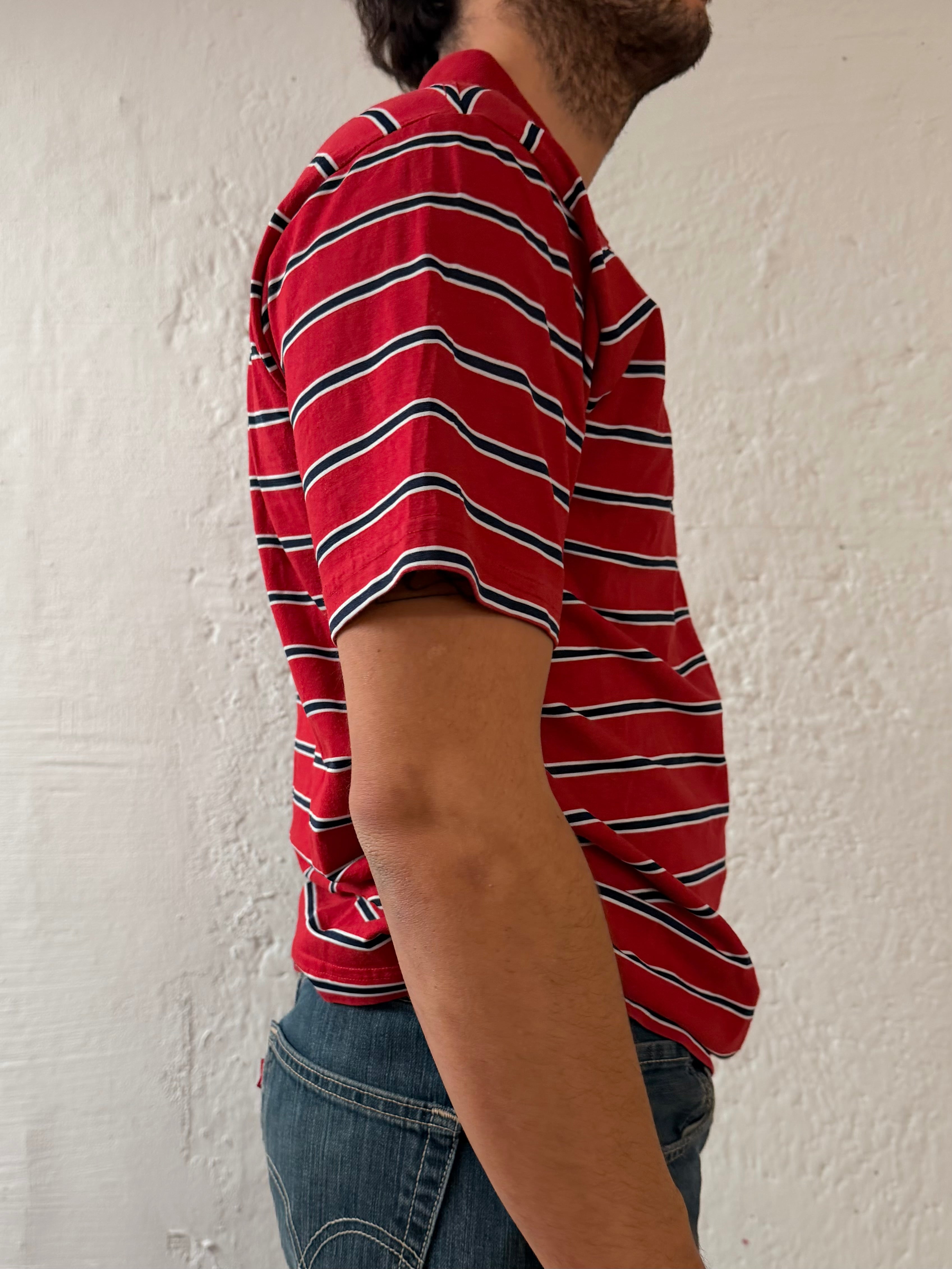 Polo Shirt Paul & Shark Red & Black Striped Cotton – XL