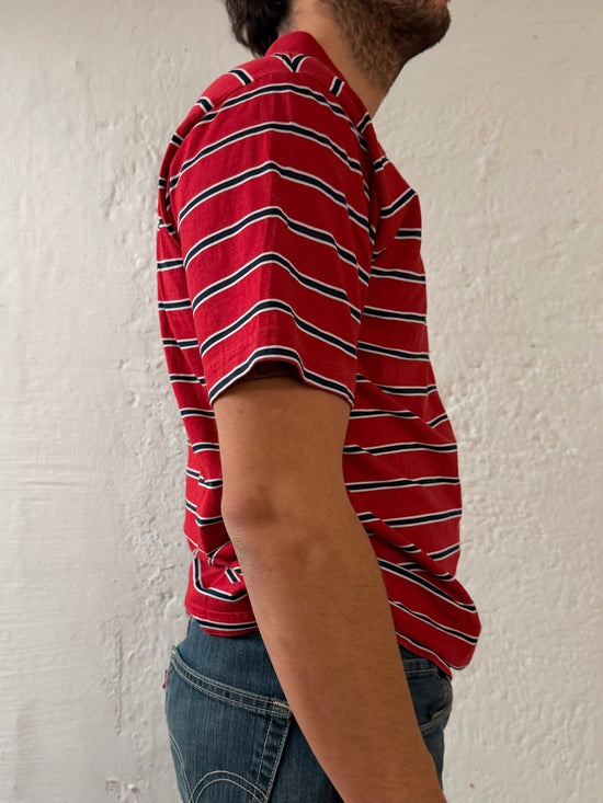 Polo Shirt Paul & Shark Red & Black Striped Cotton – XL