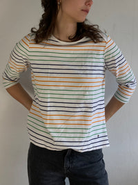 Longsleeve Vintage White Striped Classic Layering Shirt Women – S/M