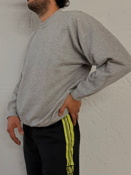 Vintage Grey Sweater Oversized Classic Long Sleeve – L