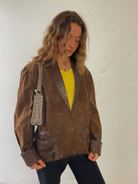 Lederjacke Braun mit Puffärmel M