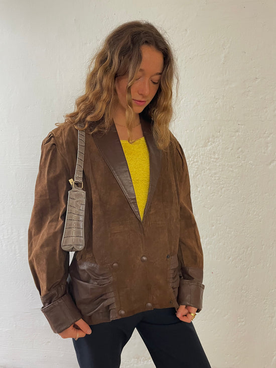 Lederjacke Braun mit Puffärmel M