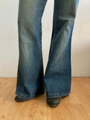 Jeans Vintage Blue Denim Flared Tie-Front No Zipper Women – S
