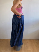 Long Skirt Vintage Italian Y2K Blue Glitter Layering Viscose Blend – S/M