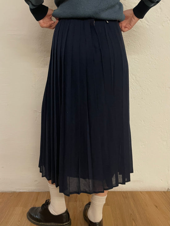 Vintage Long Skirt Dark Blue Flared – M