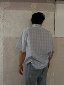 Oversized Blau/Weiß kariertes Hemd XL - Kleiderhaufen - Default Title