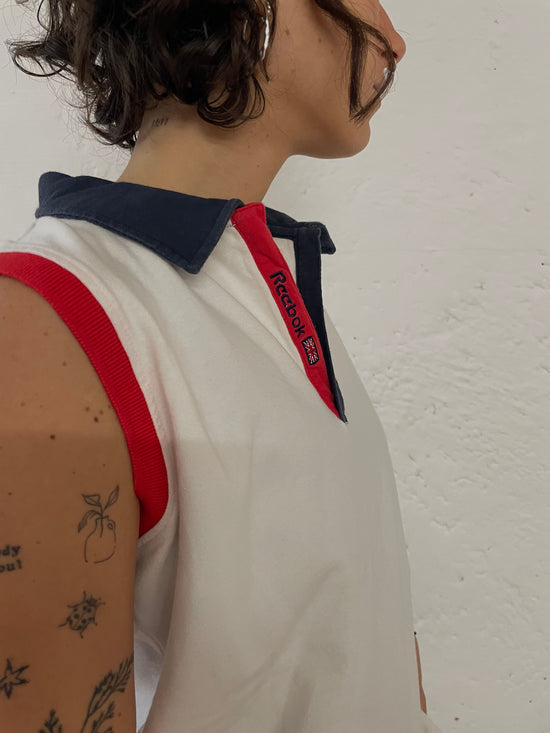 Vintage Reebok Sleeveless Polo Shirt Collared White – XL