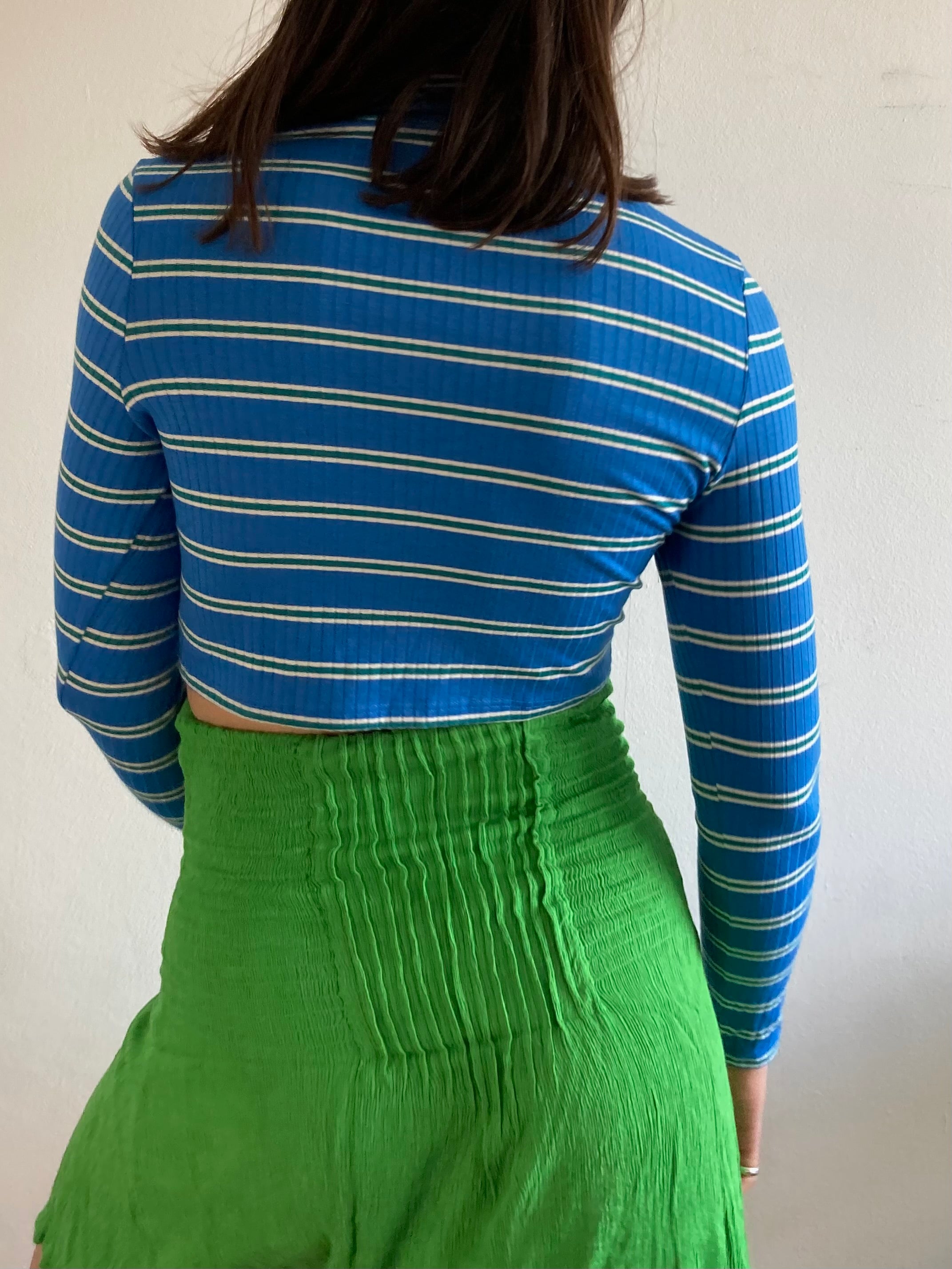 Longsleeve Shirt Fitted Silhouette Blue White Striped Slim Fit Layering – M