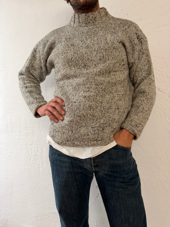 Vintage Wool Pullover Grey Wool Longsleeve Unisex – L