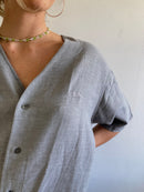 Shirt Fila Oversized Vest Grey Logo Lightweight Summer Layering Unisex – L