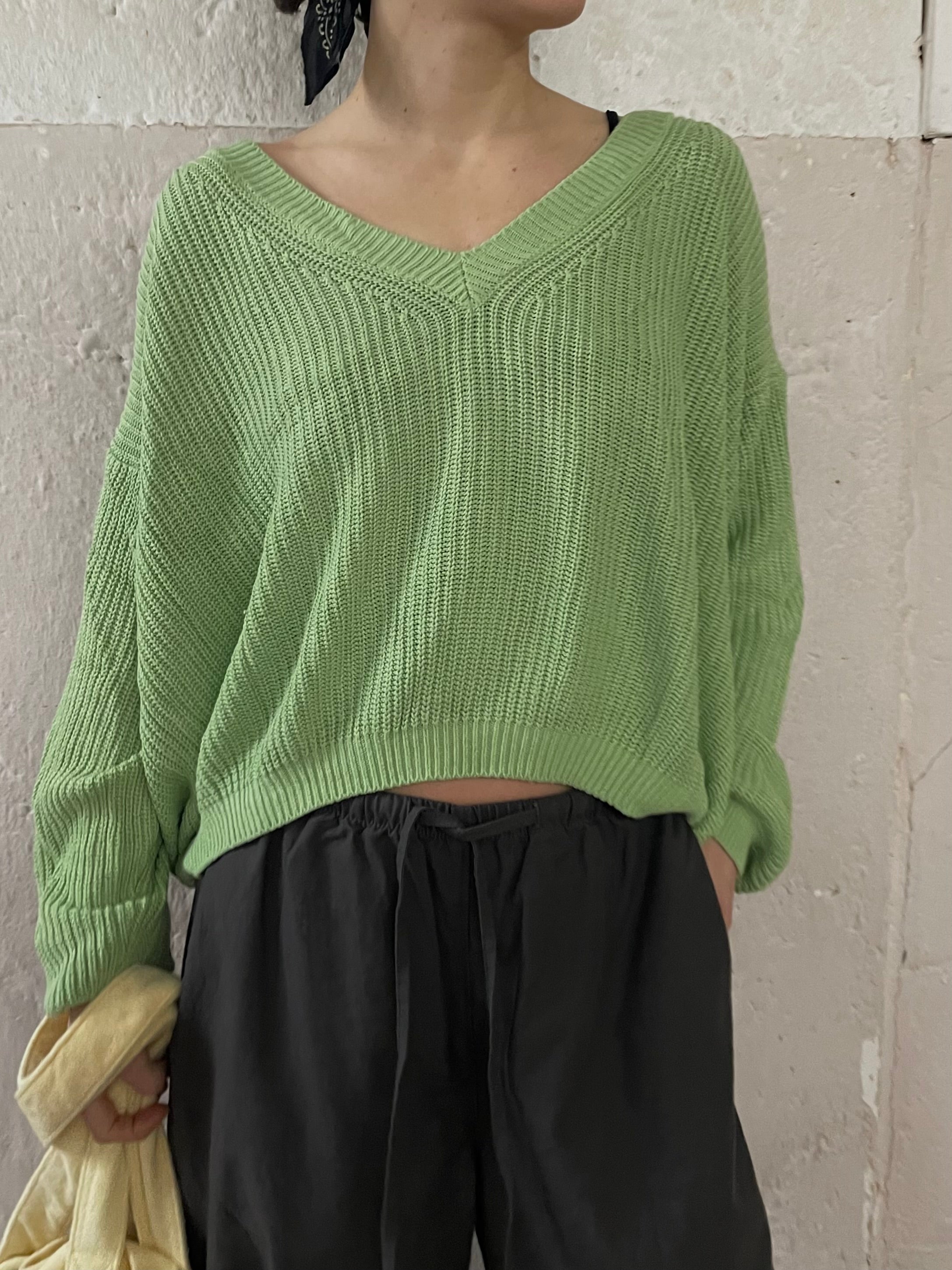 Vintage Sweater grell grün M - Kleiderhaufen - Default Title