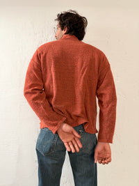 Vintage Zip Wool Pullover Giramondo Orange Front Stitching – L