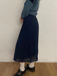 Vintage Long Skirt Dark Blue Flared – M