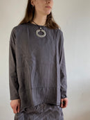 Longsleeve Vintage Grey Oversized Layering Unisex Minimal Basic Relaxed Fit – M