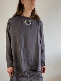 Longsleeve Vintage Grey Oversized Layering Unisex Minimal Basic Relaxed Fit – M