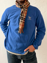 Fleece Pullover Blue Zip Neck with Front Logo Unisex – L