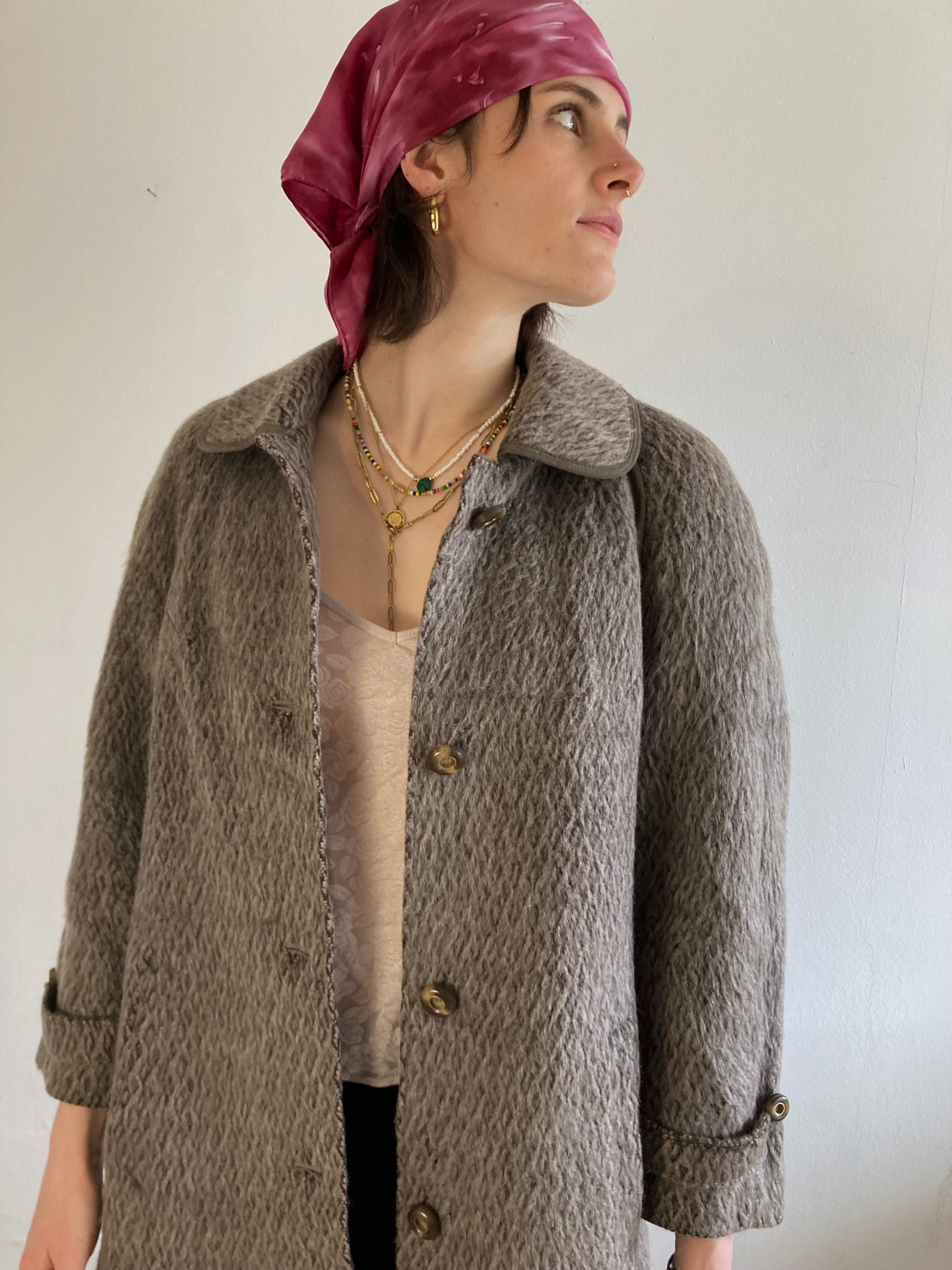 Coat Vintage Y2K Women Lama & Wool Blend – M